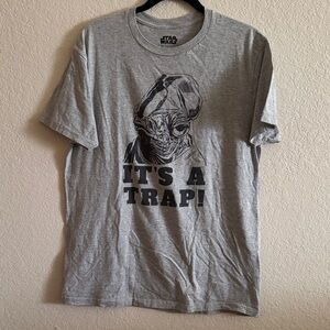Star Wars Light Gray 'It's a Trap!' Tee Shirt Top Size Large